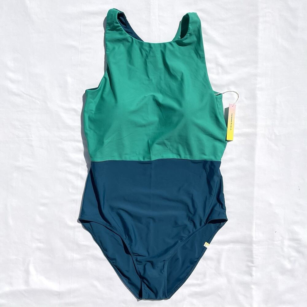 Summersalt Women's Green and Blue One Piece Swimsuit